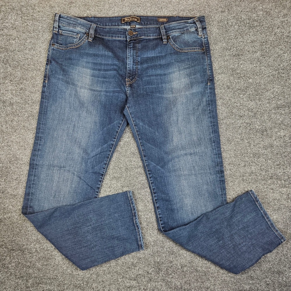 34 Heritage Courage Mid-Rise Straight Leg Jean Men 42x34 Dark Wash Denim Stretch